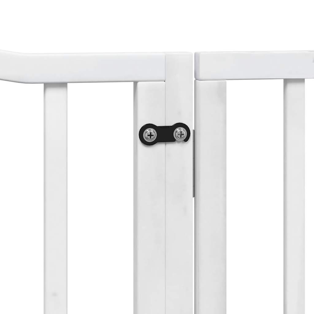 vidaXL Dog Gate with Door Foldable 4 Panels White 320 cm Poplar Wood