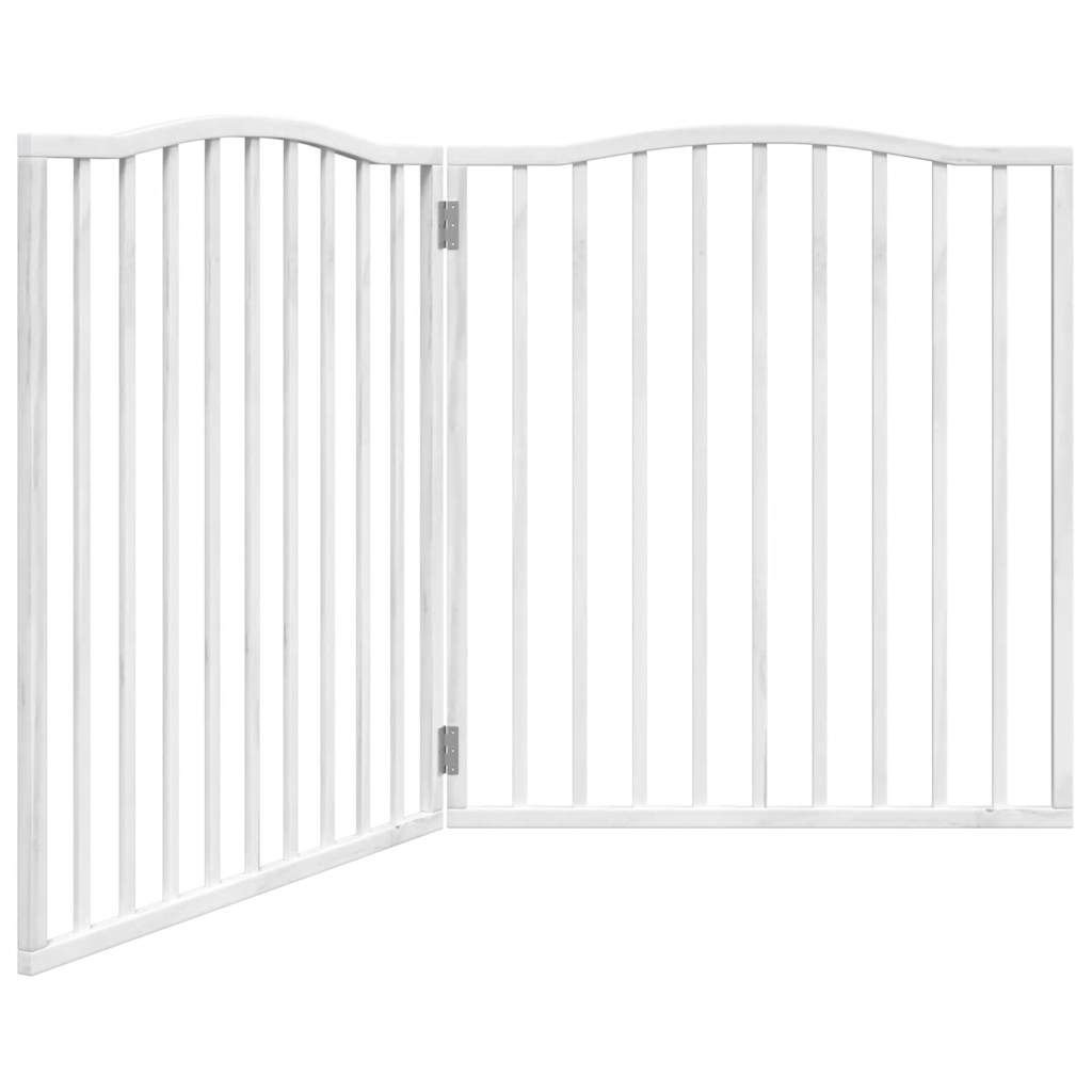 vidaXL Dog Gate with Door Foldable 4 Panels White 320 cm Poplar Wood