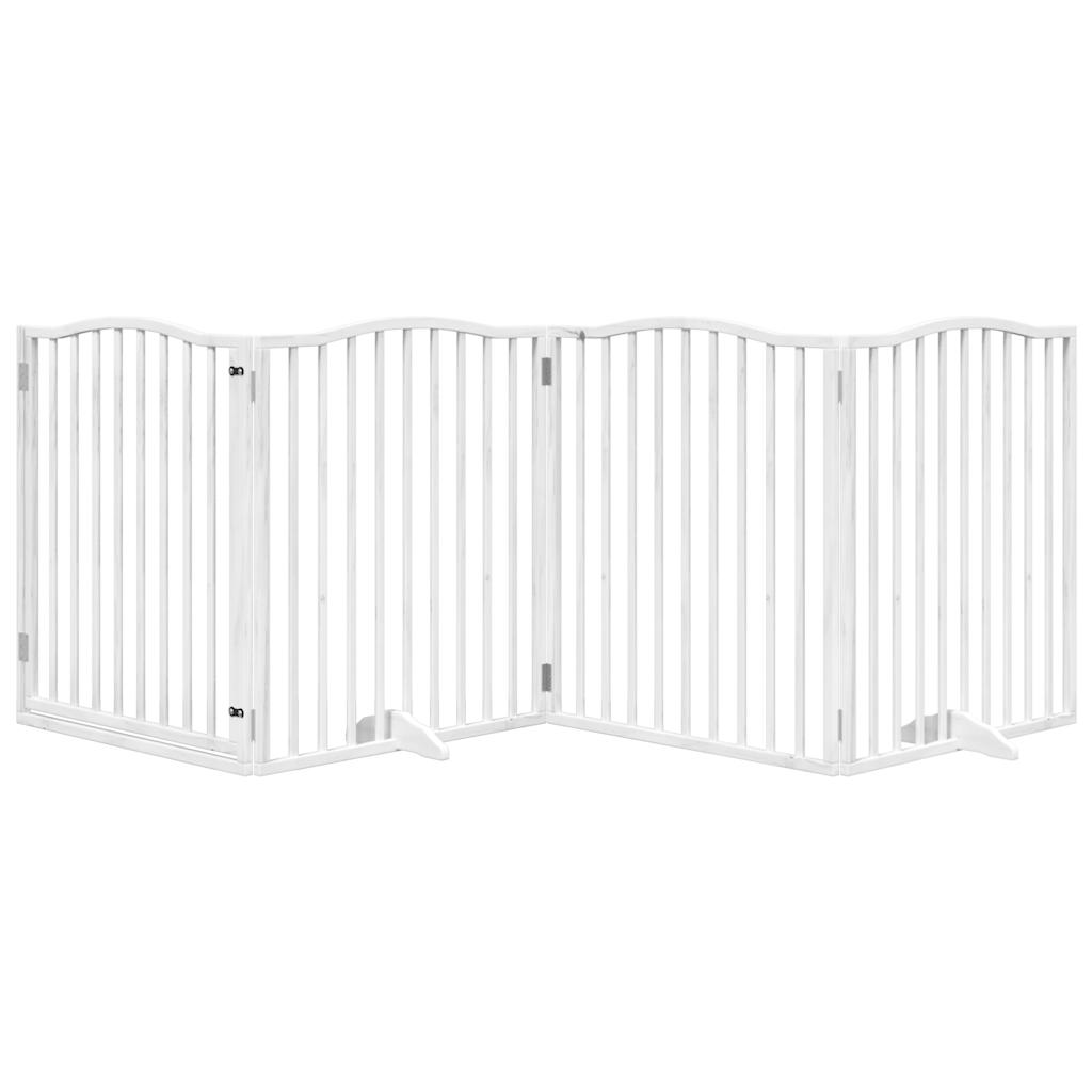 vidaXL Dog Gate with Door Foldable 4 Panels White 320 cm Poplar Wood