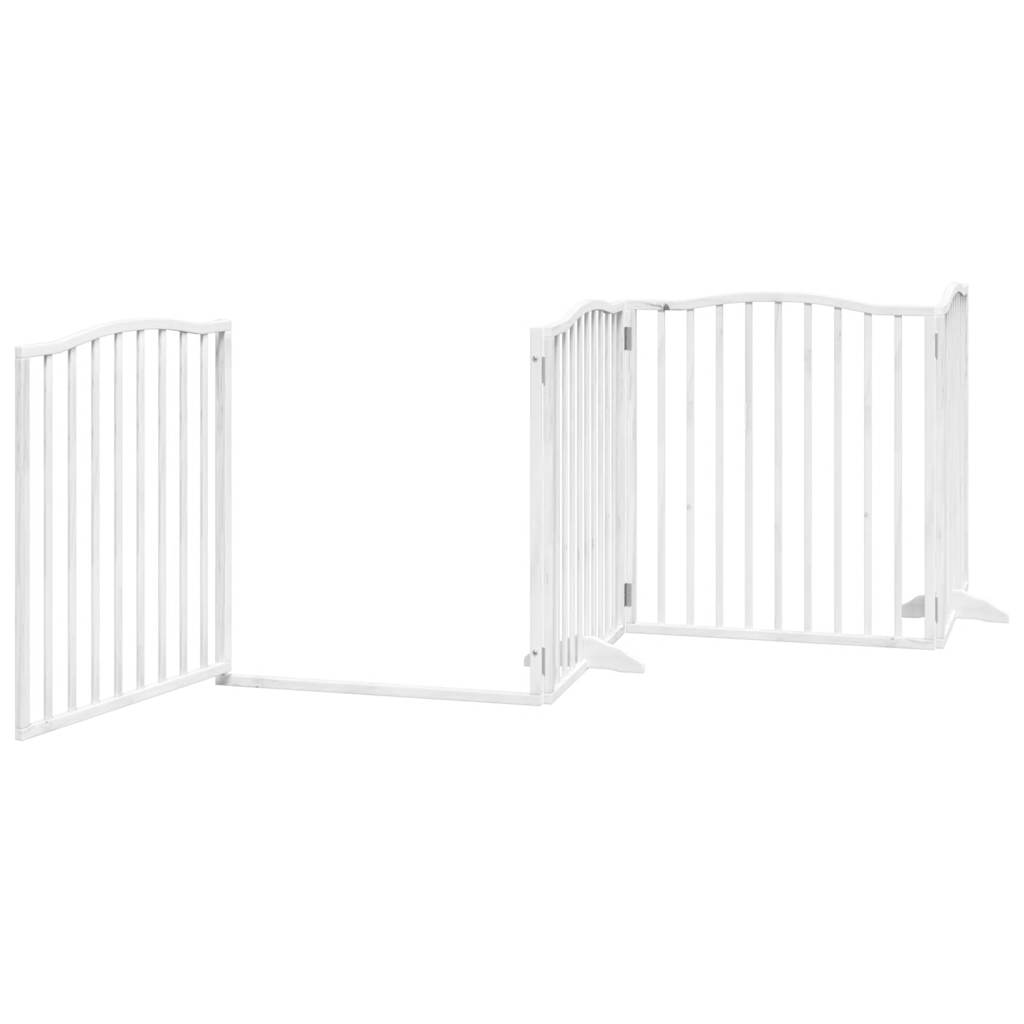 vidaXL Dog Gate with Door Foldable 4 Panels White 320 cm Poplar Wood