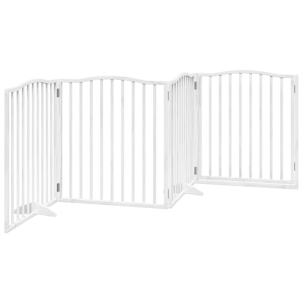 vidaXL Dog Gate with Door Foldable 4 Panels White 320 cm Poplar Wood