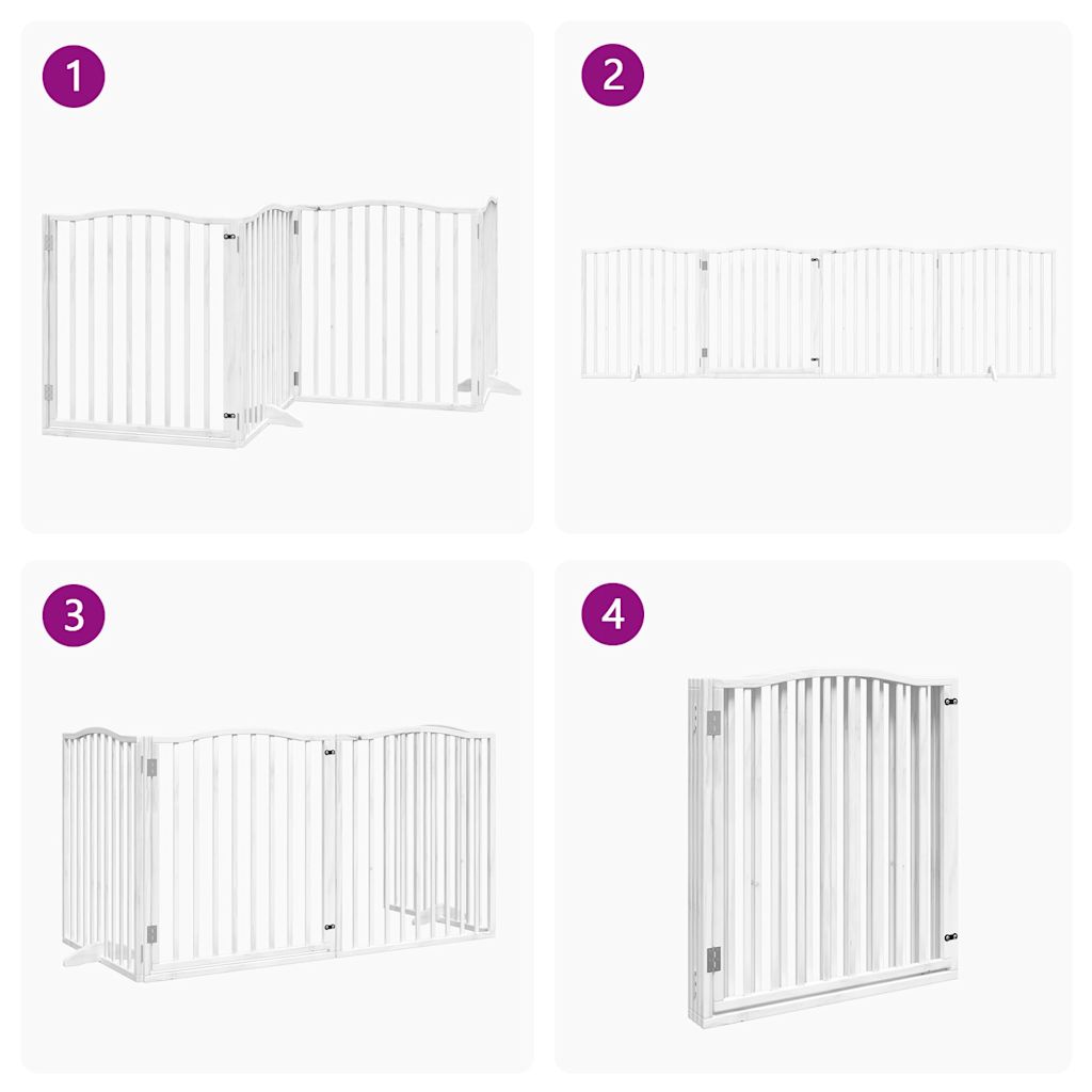 vidaXL Dog Gate with Door Foldable 4 Panels White 320 cm Poplar Wood