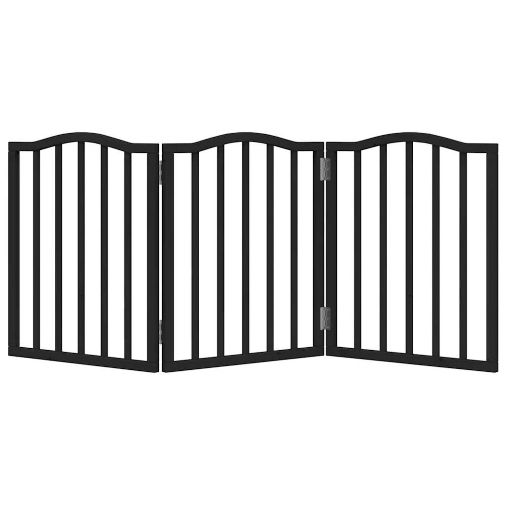 vidaXL Dog Gate Foldable 3 Panels Black 150 cm Poplar Wood