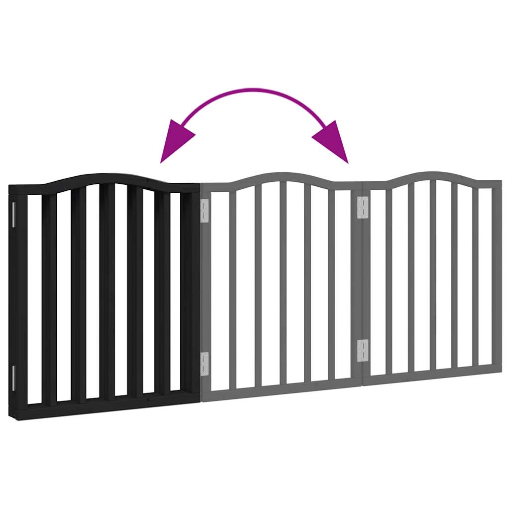 Dog Gate Foldable 3 Panels Black 150 cm Poplar Wood