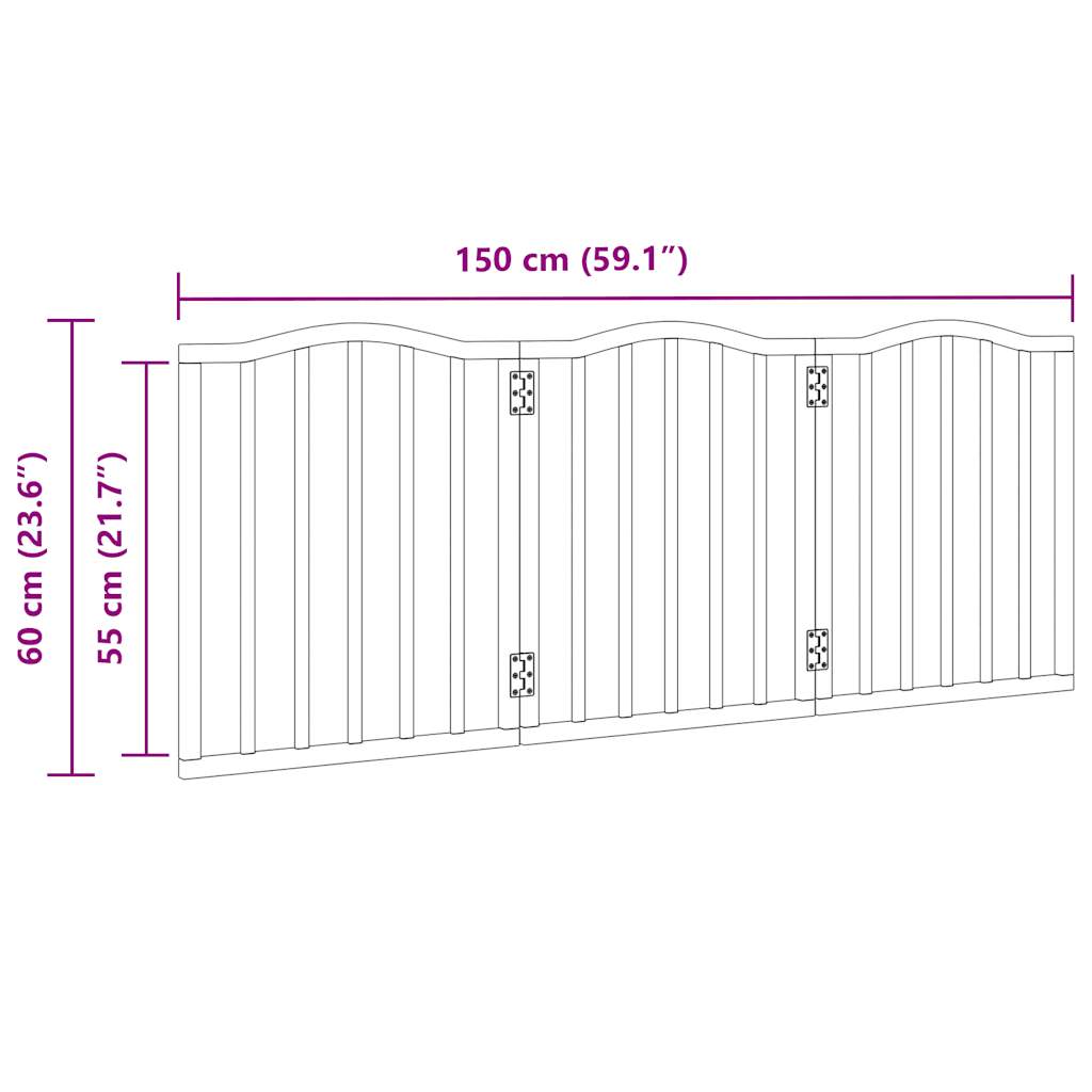 vidaXL Dog Gate Foldable 3 Panels Black 150 cm Poplar Wood