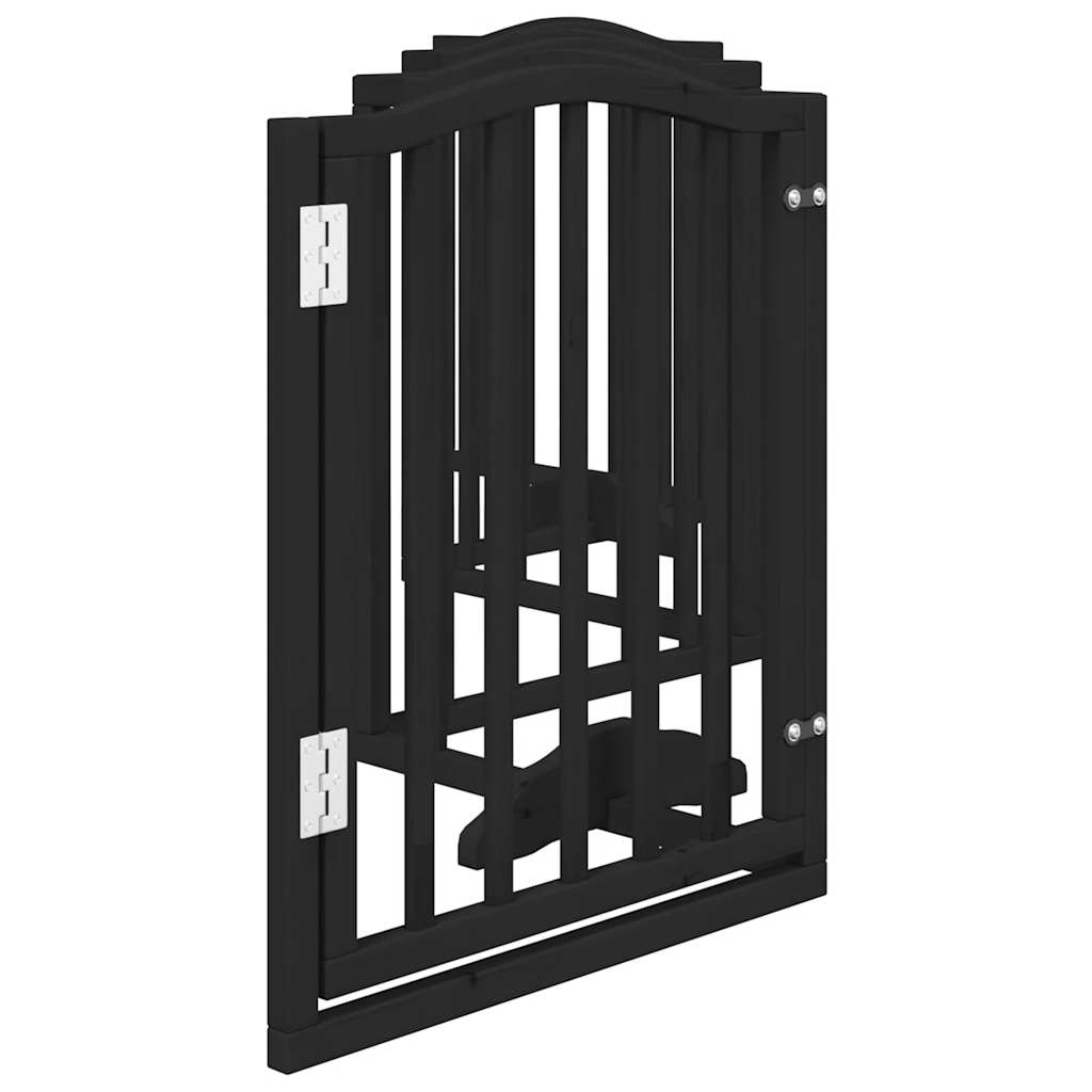 Dog Gate with Door Foldable 6 Panels Black 300 cm Poplar Wood