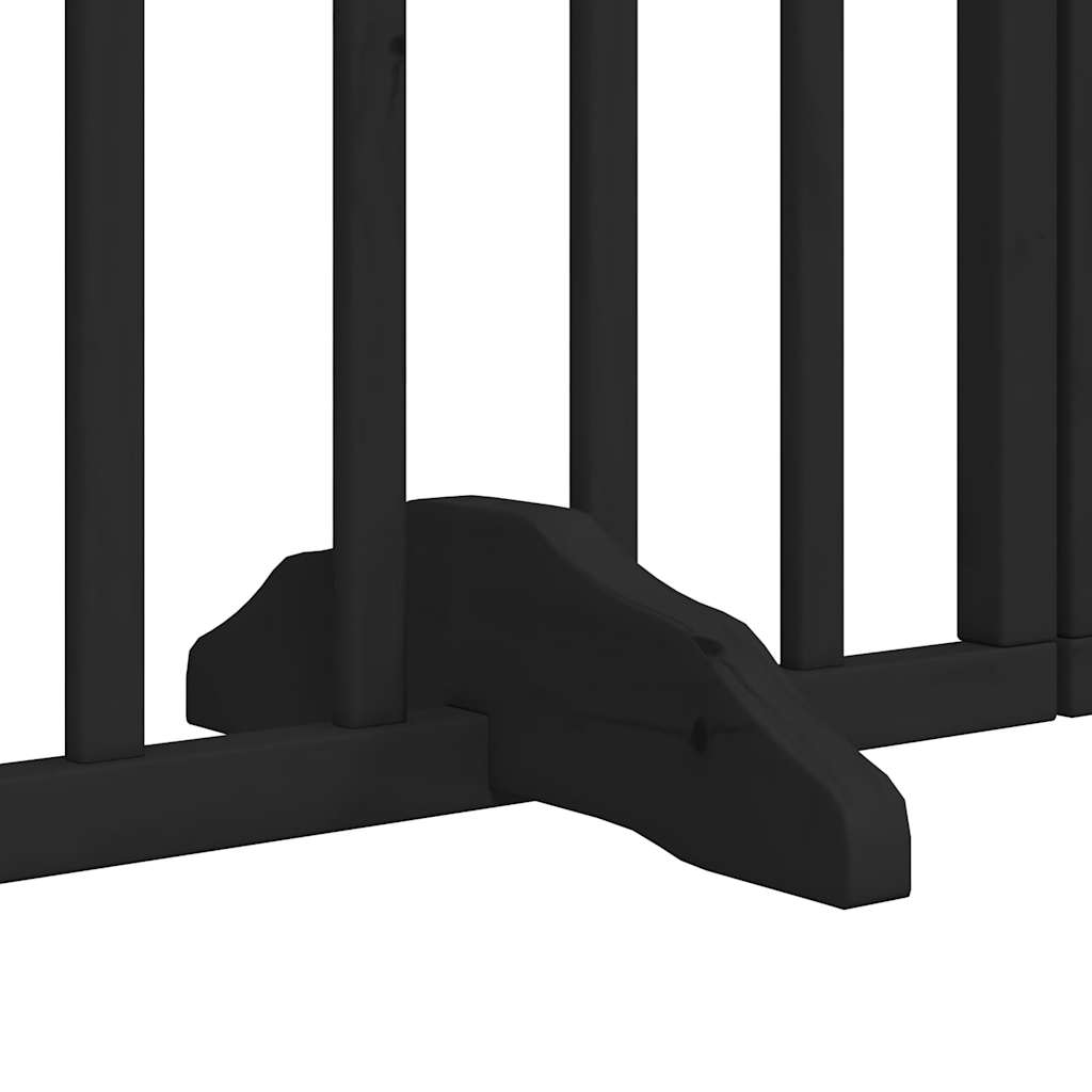 Dog Gate with Door Foldable 6 Panels Black 300 cm Poplar Wood