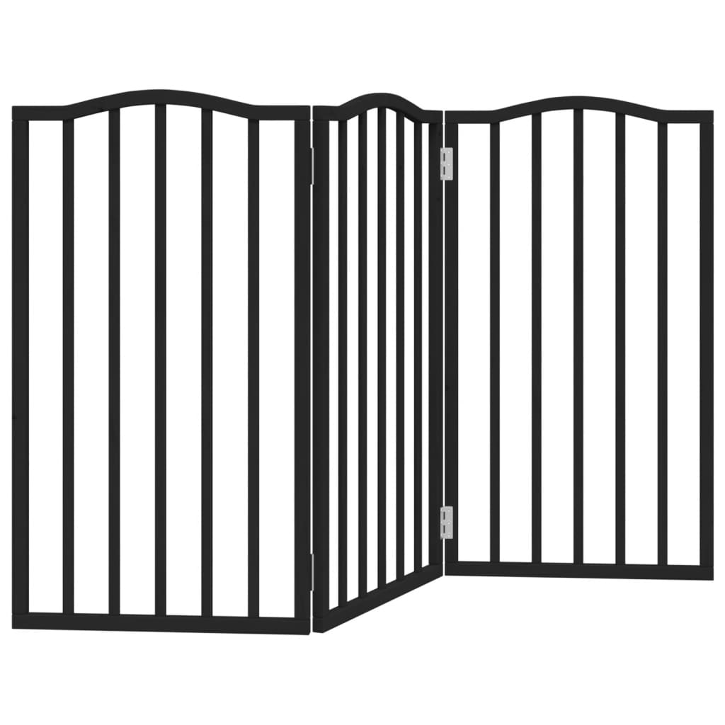 vidaXL Dog Gate Foldable 3 Panels Black 150 cm Poplar Wood