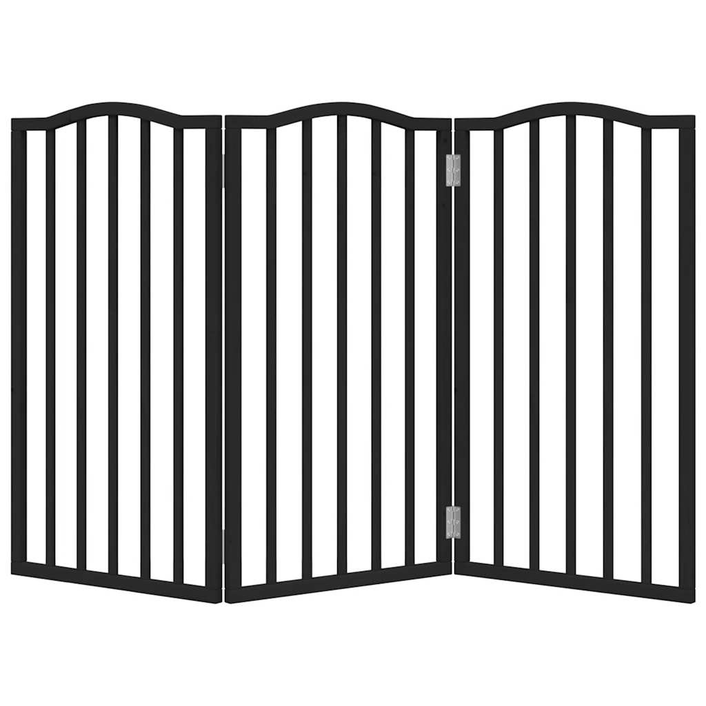 vidaXL Dog Gate Foldable 3 Panels Black 150 cm Poplar Wood