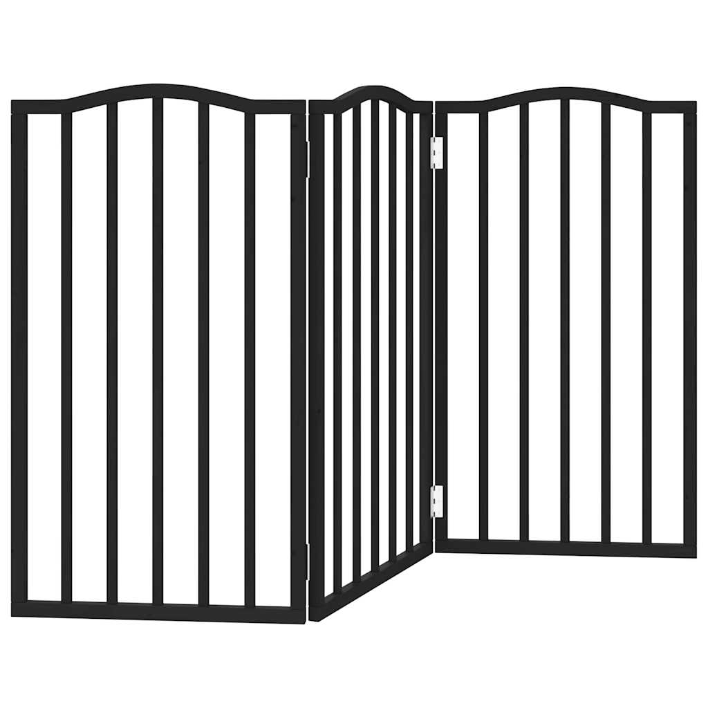 vidaXL Dog Gate Foldable 3 Panels Black 150 cm Poplar Wood