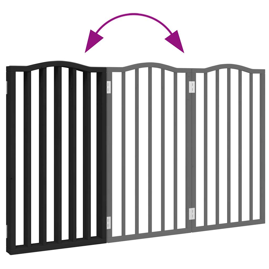 vidaXL Dog Gate Foldable 3 Panels Black 150 cm Poplar Wood