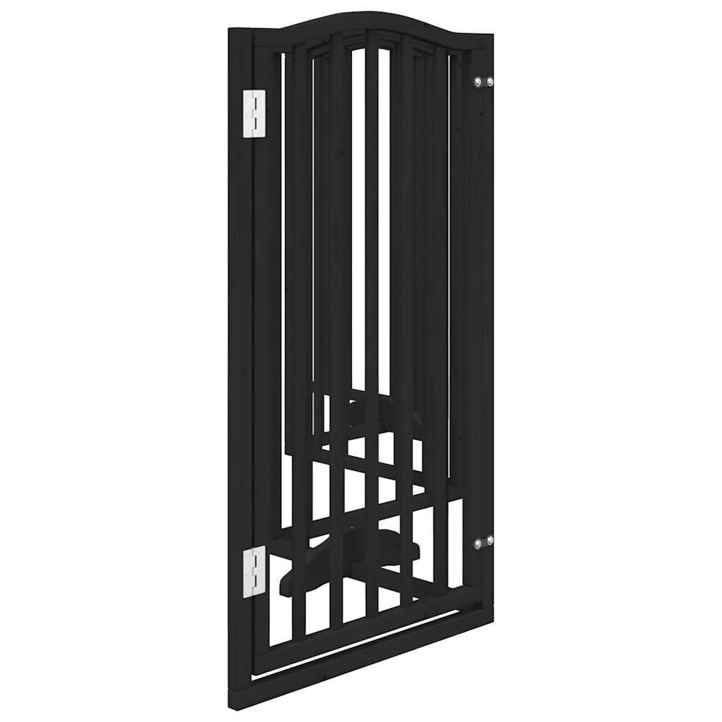 vidaXL Dog Gate with Door Foldable 6 Panels Black 300 cm Poplar Wood