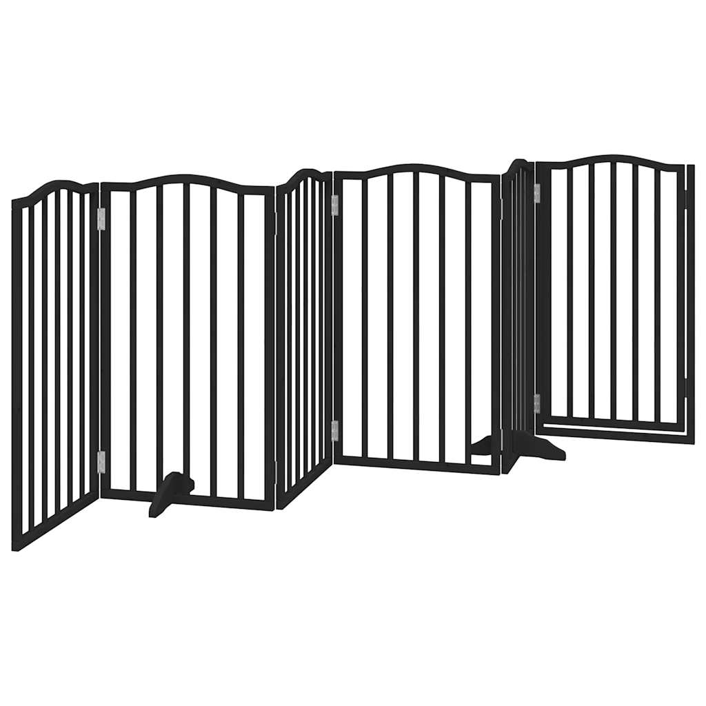 vidaXL Dog Gate with Door Foldable 6 Panels Black 300 cm Poplar Wood