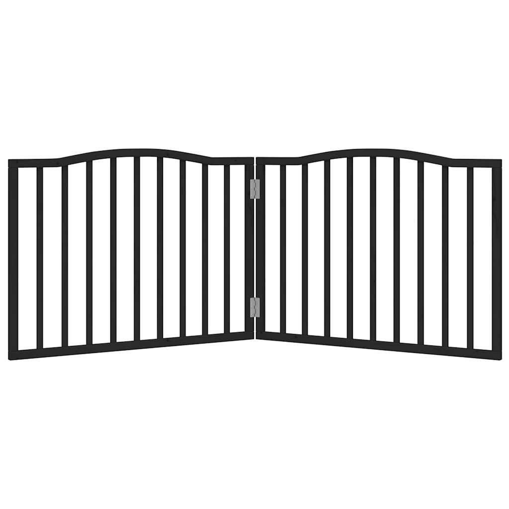 vidaXL Dog Gate Foldable 2 Panels Black 160 cm Poplar Wood