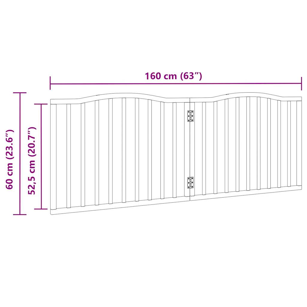 vidaXL Dog Gate Foldable 2 Panels Black 160 cm Poplar Wood