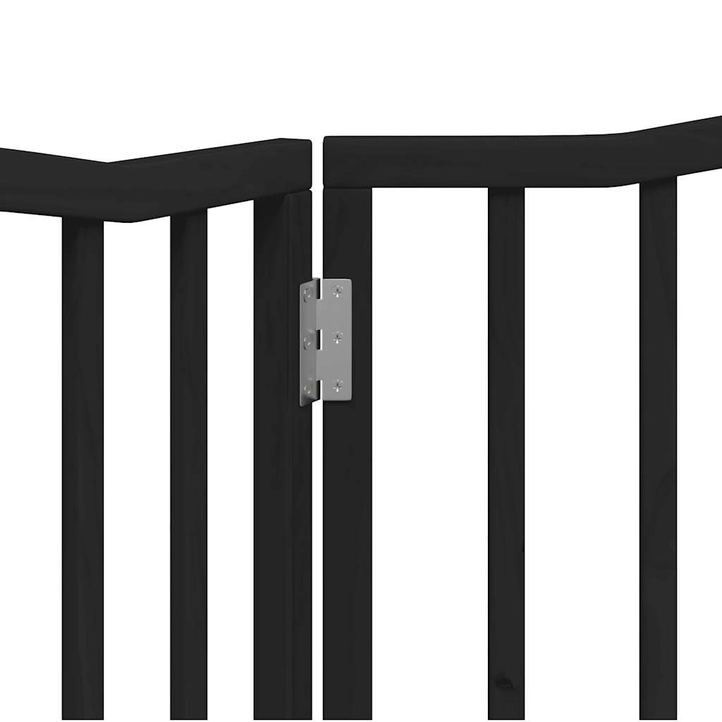 vidaXL Dog Gate Foldable 2 Panels Black 160 cm Poplar Wood