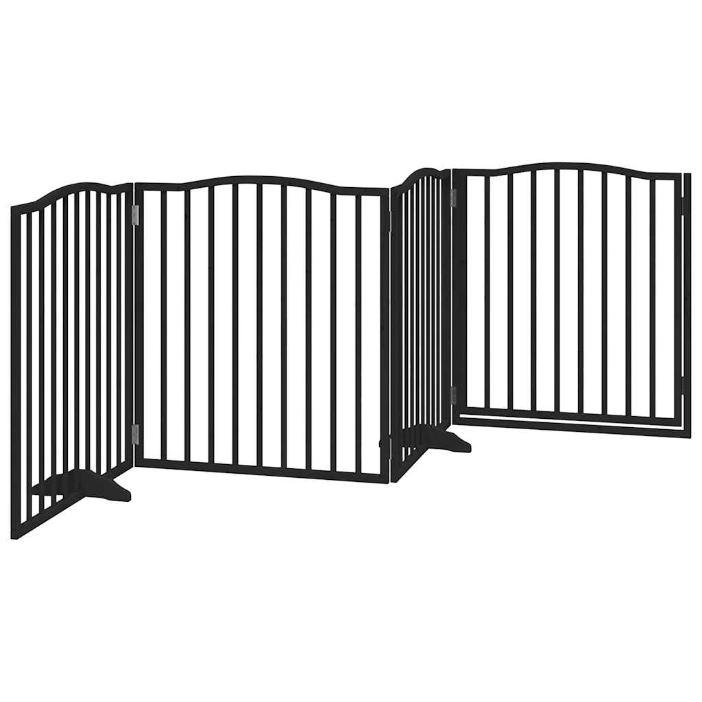 vidaXL Dog Gate with Door Foldable 4 Panels Black 320 cm Poplar Wood