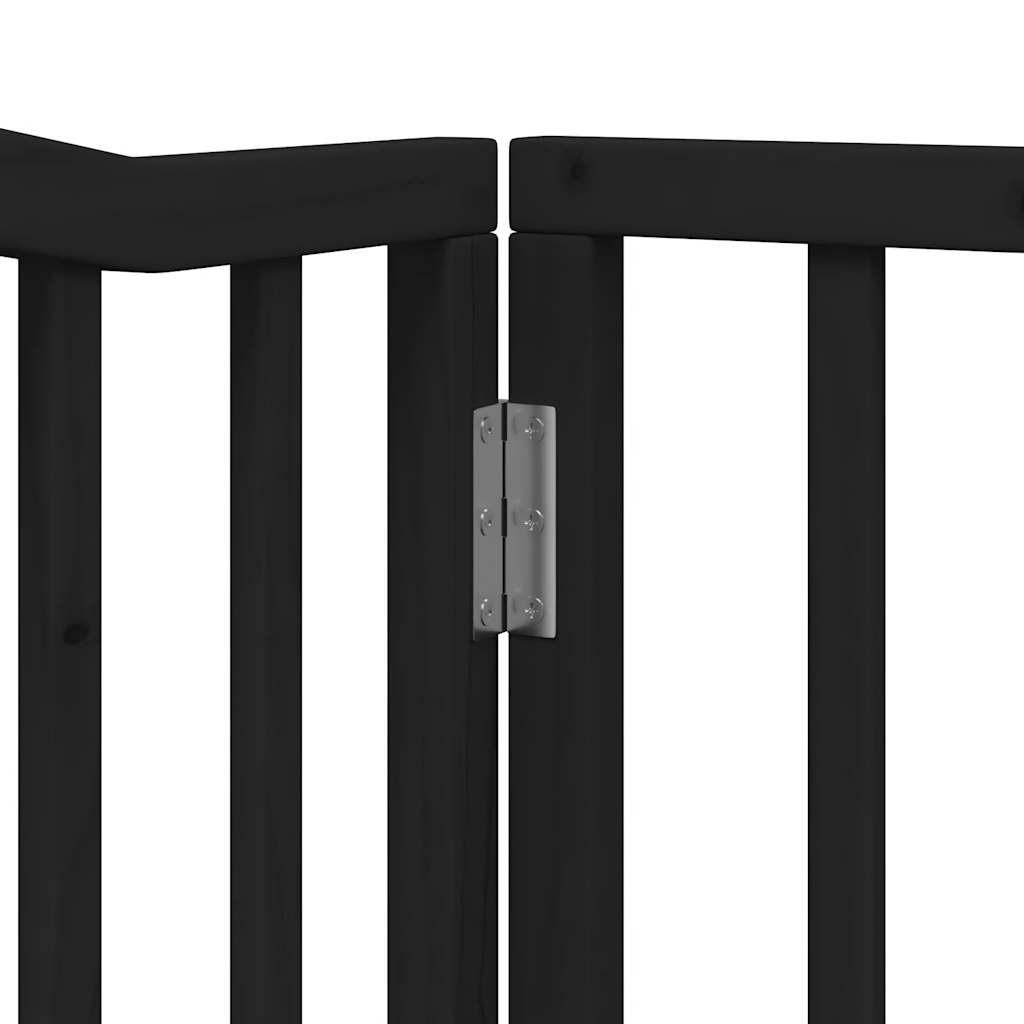 vidaXL Dog Gate with Door Foldable 4 Panels Black 320 cm Poplar Wood