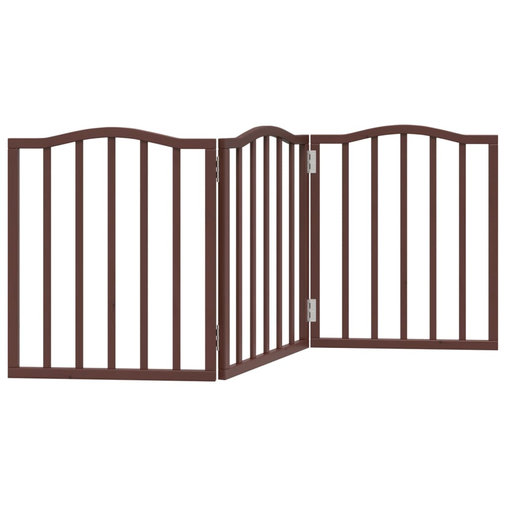 Dog Gate Foldable 3 Panels Brown Oak 150 cm Poplar Wood