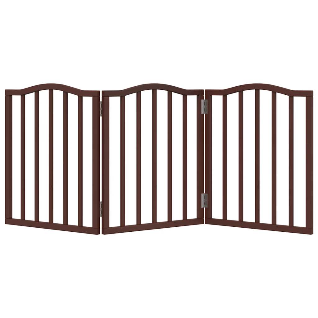 vidaXL Dog Gate Foldable 3 Panels Brown Oak 150 cm Poplar Wood