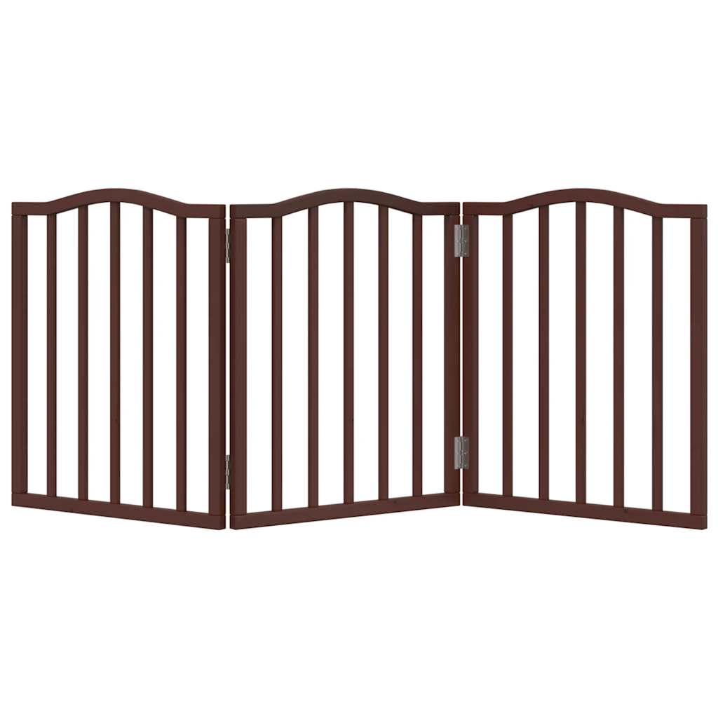 Dog Gate Foldable 3 Panels Brown Oak 150 cm Poplar Wood