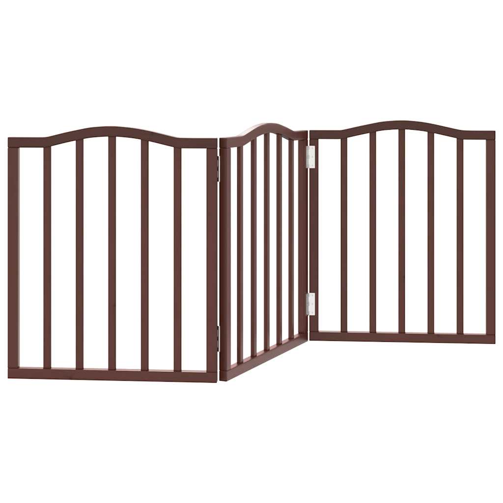 Dog Gate Foldable 3 Panels Brown Oak 150 cm Poplar Wood