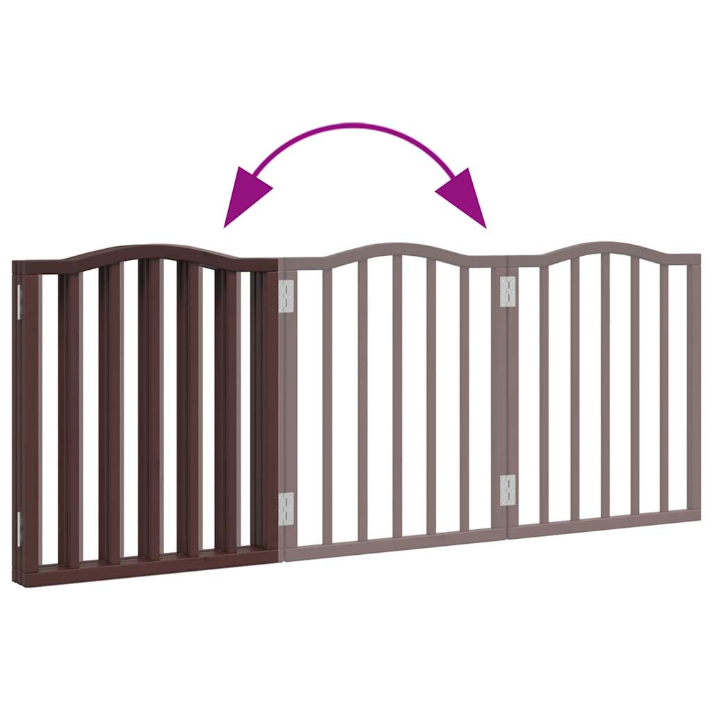 Dog Gate Foldable 3 Panels Brown Oak 150 cm Poplar Wood