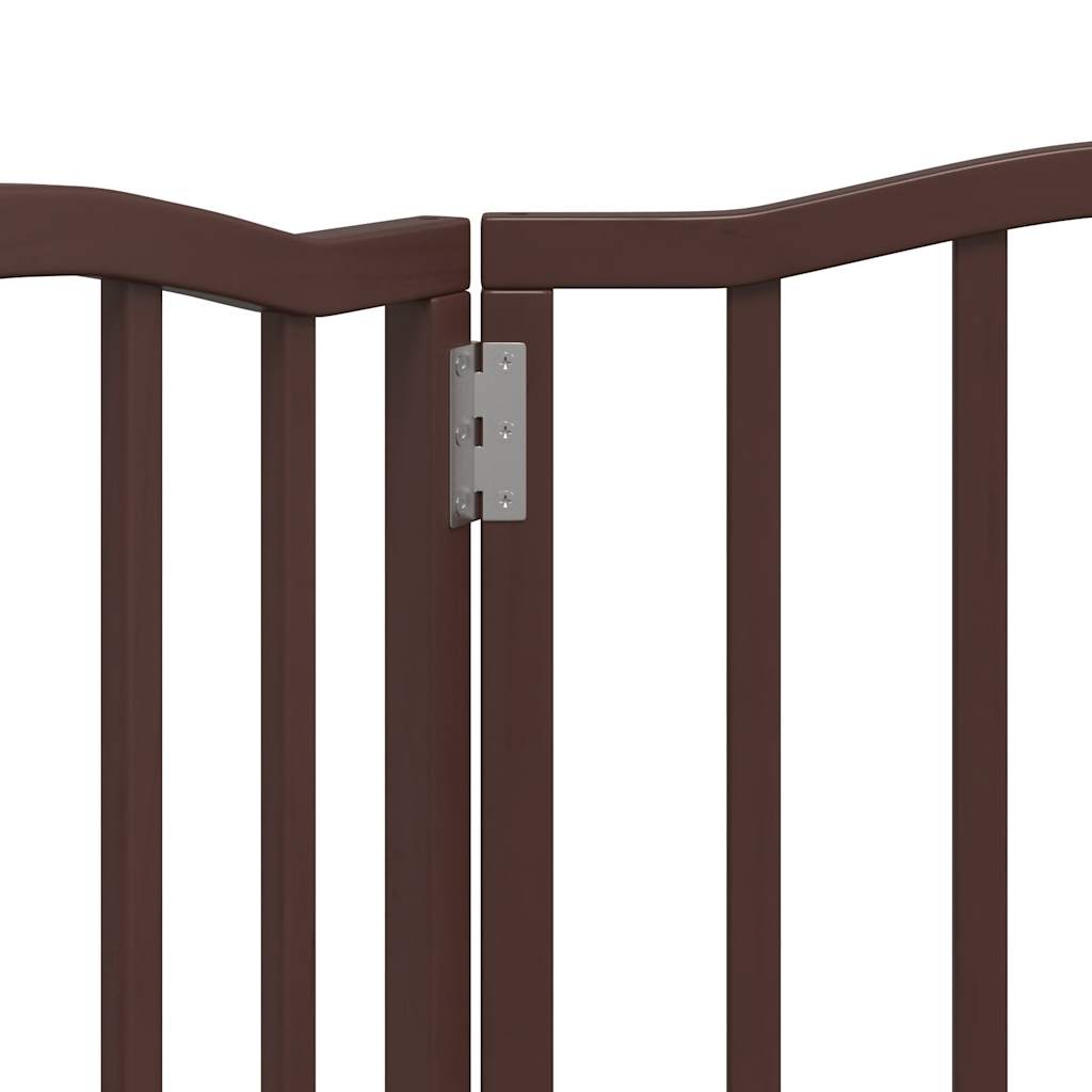 Dog Gate Foldable 3 Panels Brown Oak 150 cm Poplar Wood
