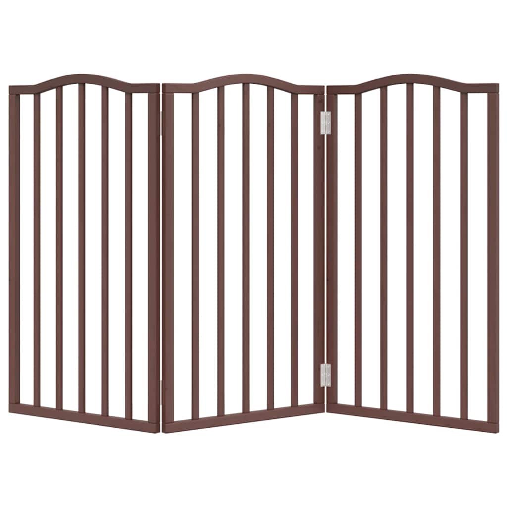 Dog Gate Foldable 3 Panels Brown Oak 150 cm Poplar Wood