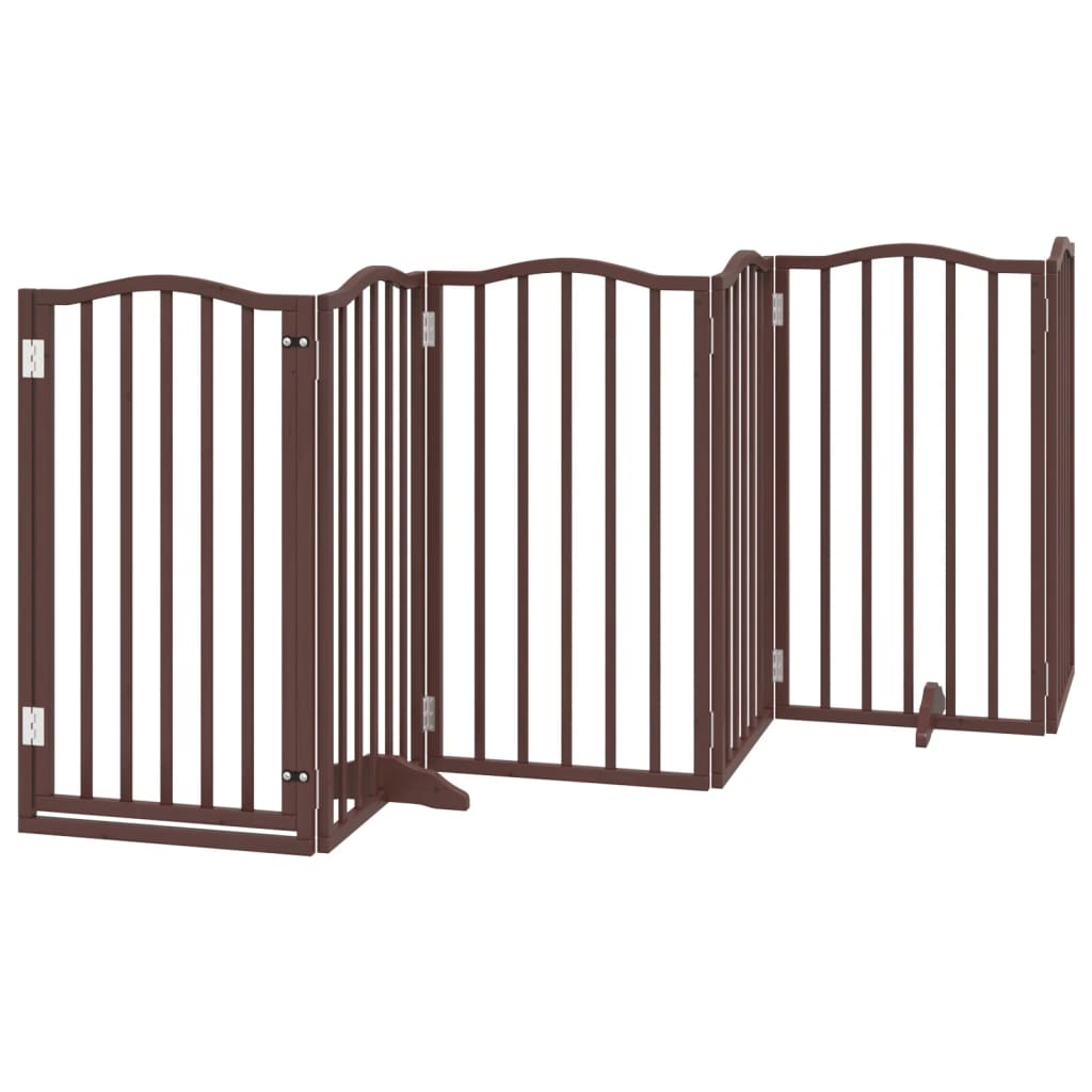 vidaXL Dog Gate with Door Foldable 6 Panels Brown Oak 300 cm Poplar Wood