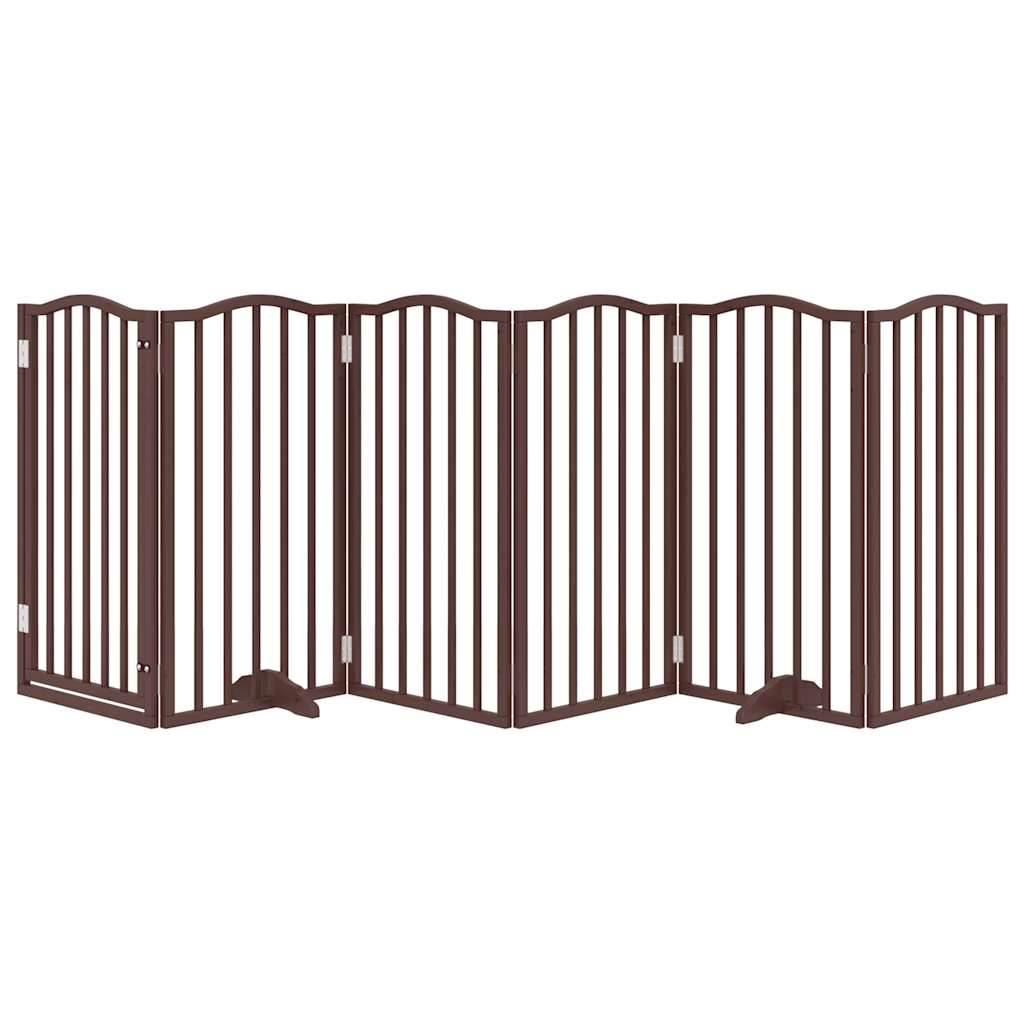 vidaXL Dog Gate with Door Foldable 6 Panels Brown Oak 300 cm Poplar Wood