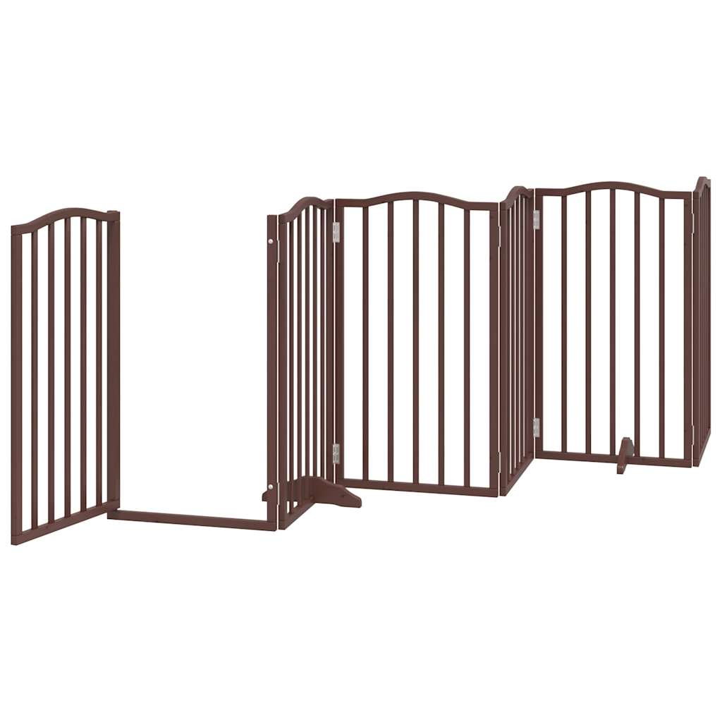 vidaXL Dog Gate with Door Foldable 6 Panels Brown Oak 300 cm Poplar Wood