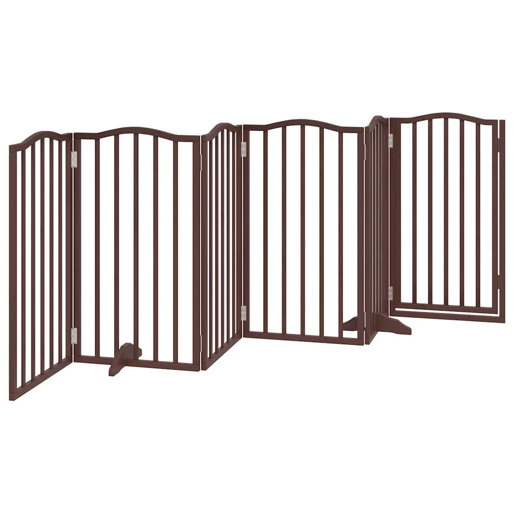 vidaXL Dog Gate with Door Foldable 6 Panels Brown Oak 300 cm Poplar Wood