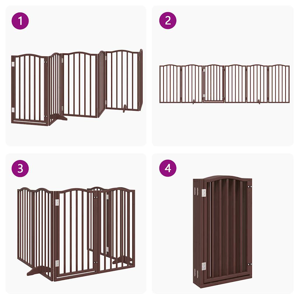 vidaXL Dog Gate with Door Foldable 6 Panels Brown Oak 300 cm Poplar Wood