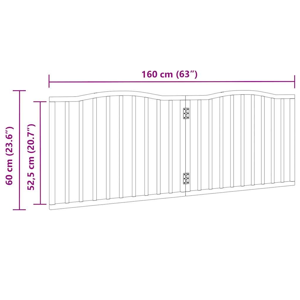 vidaXL Dog Gate Foldable 2 Panels Brown Oak 160 cm Poplar Wood