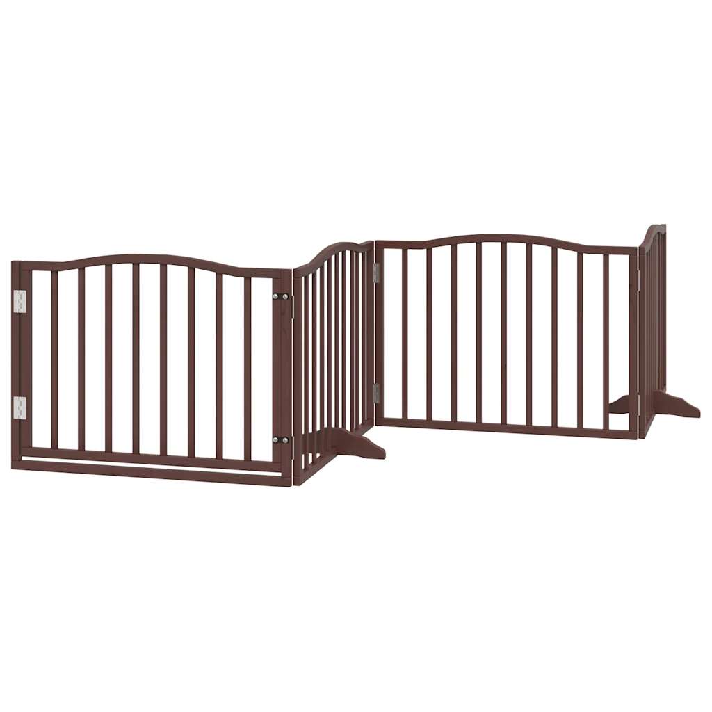 vidaXL Dog Gate with Door Foldable 4 Panels Brown Oak 320 cm Poplar Wood