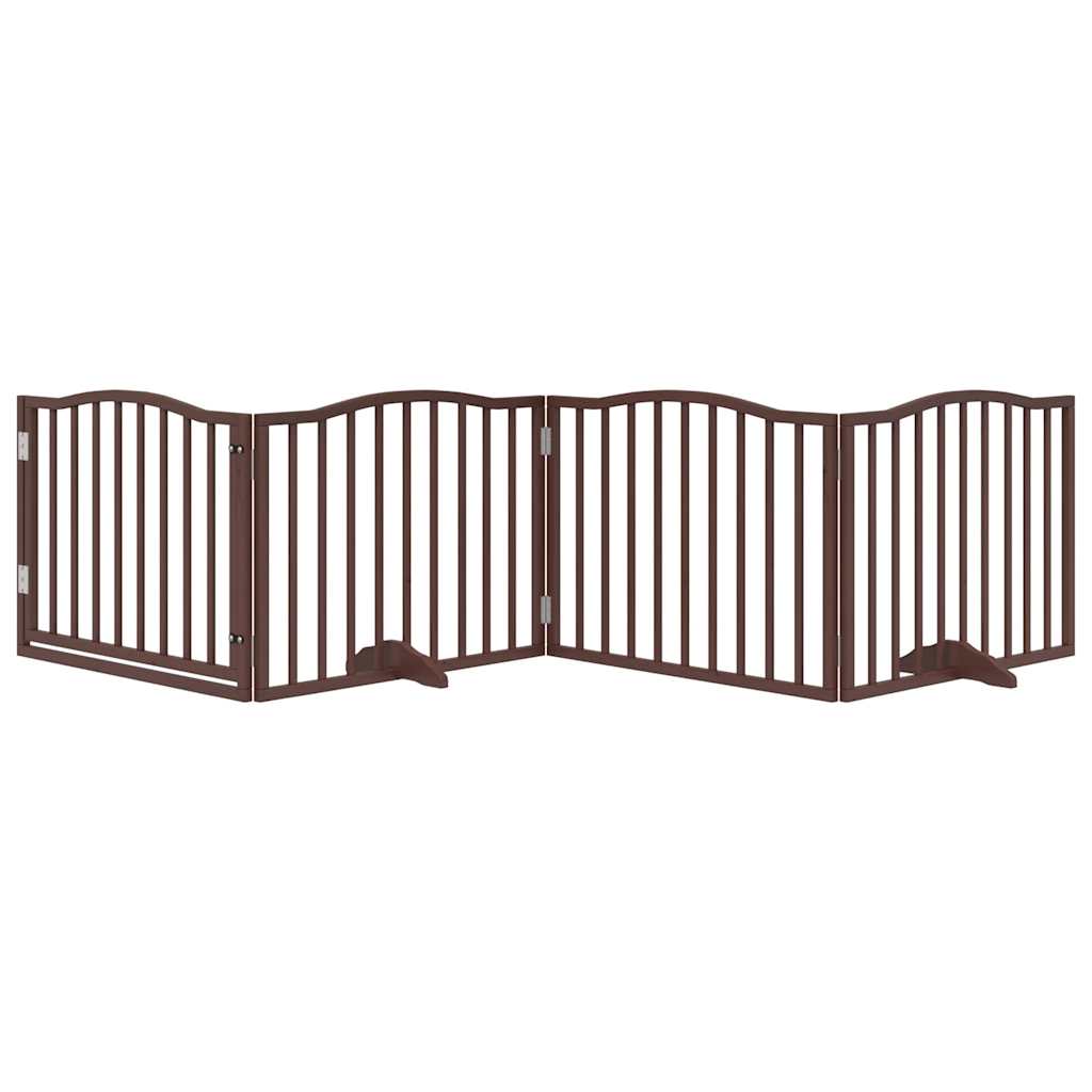 vidaXL Dog Gate with Door Foldable 4 Panels Brown Oak 320 cm Poplar Wood