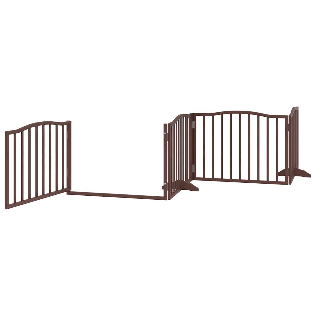 vidaXL Dog Gate with Door Foldable 4 Panels Brown Oak 320 cm Poplar Wood