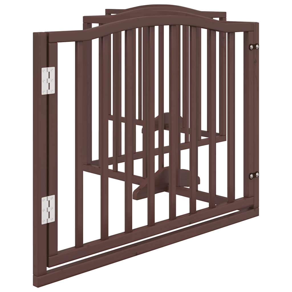 vidaXL Dog Gate with Door Foldable 4 Panels Brown Oak 320 cm Poplar Wood