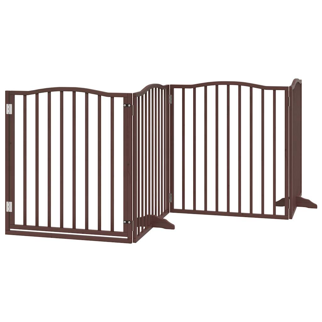 vidaXL Dog Gate with Door Foldable 4 Panels Brown Oak 320 cm Poplar Wood