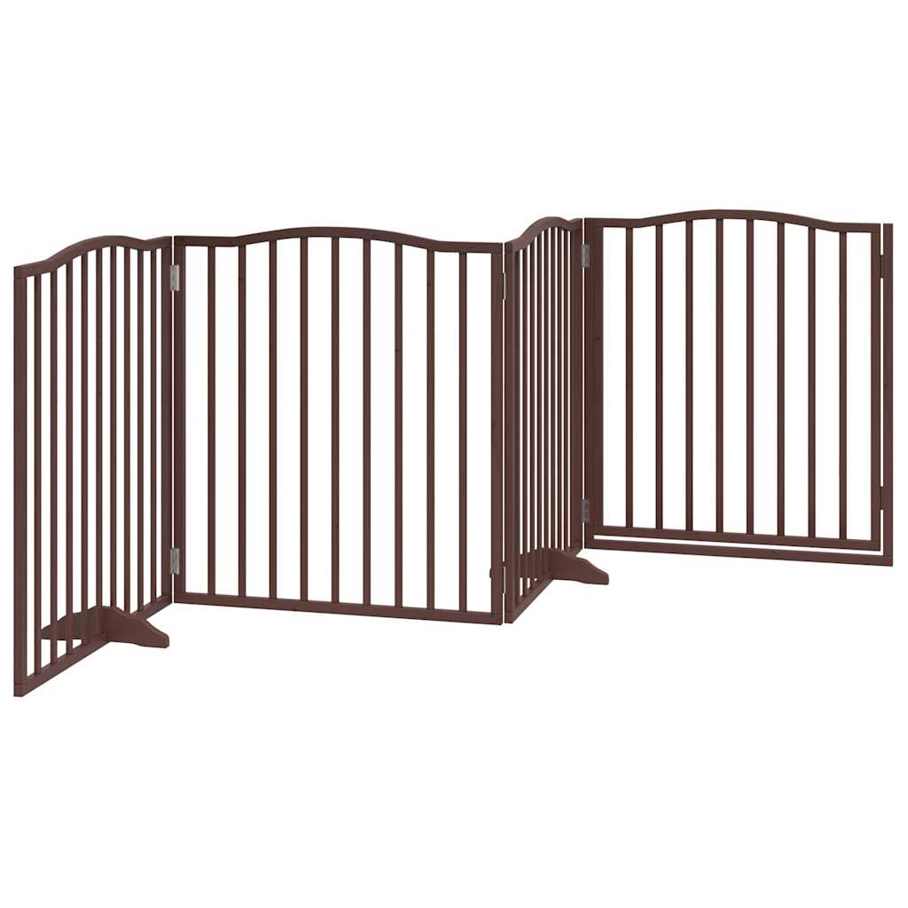 vidaXL Dog Gate with Door Foldable 4 Panels Brown Oak 320 cm Poplar Wood