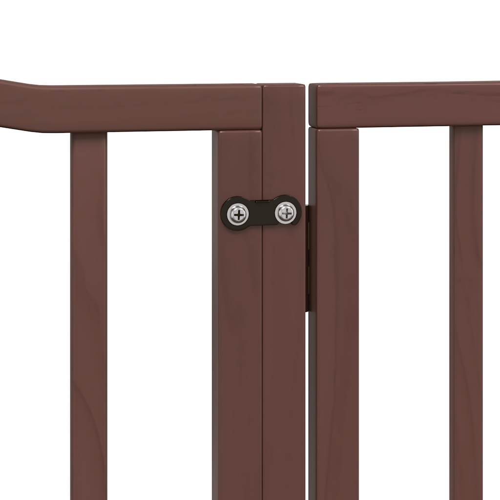 vidaXL Dog Gate with Door Foldable 4 Panels Brown Oak 320 cm Poplar Wood