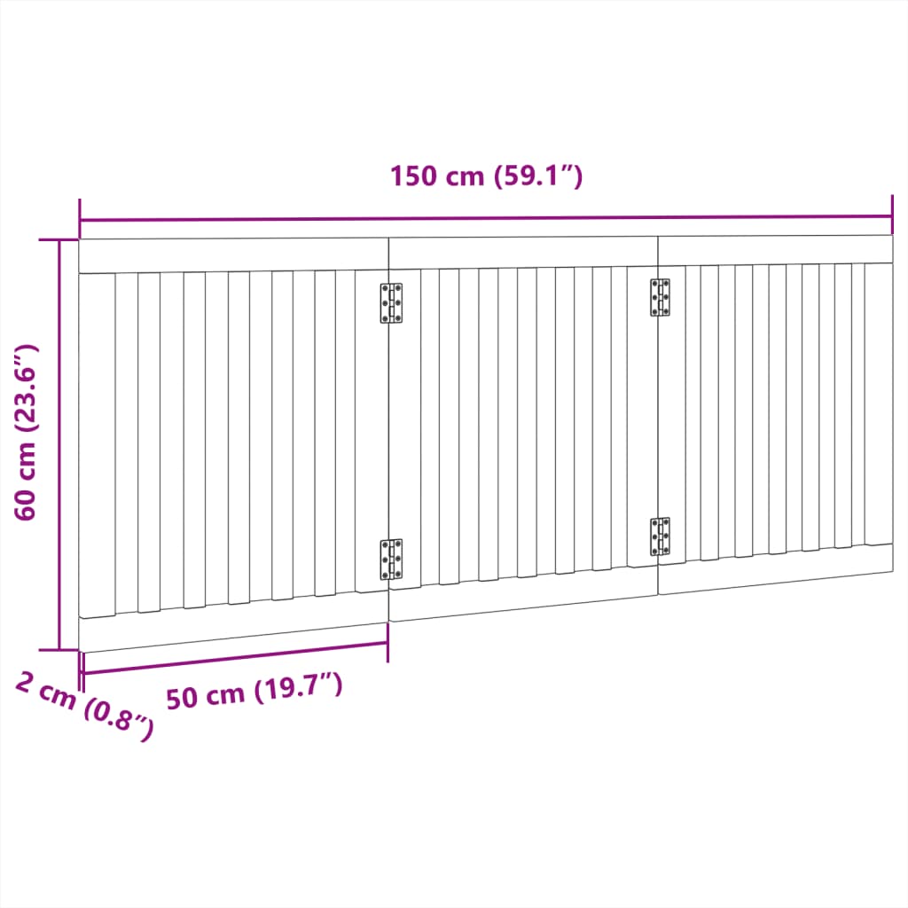 vidaXL Dog Gate Foldable 3 Panels 150 cm Poplar Wood