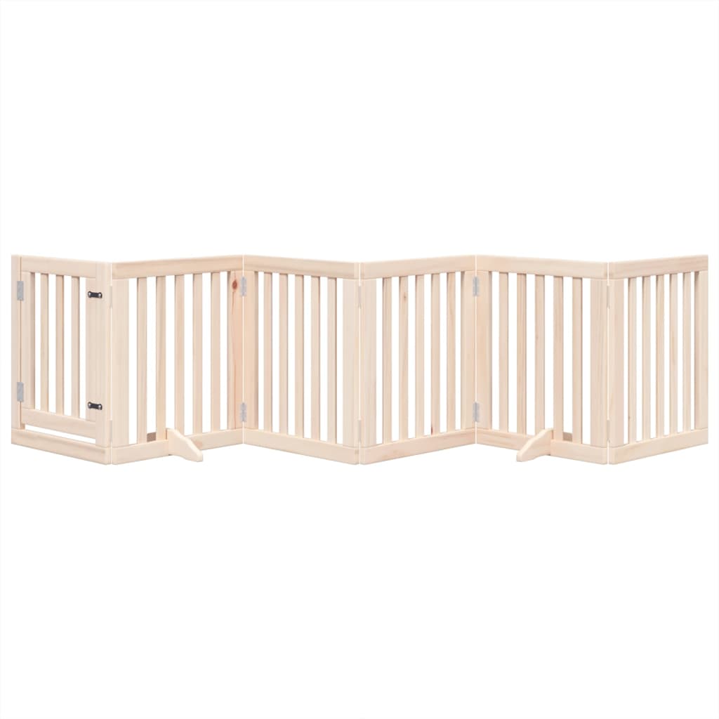 vidaXL Dog Gate with Door Foldable 6 Panels 300 cm Poplar Wood