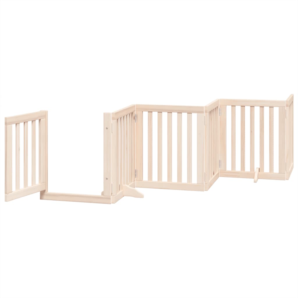 vidaXL Dog Gate with Door Foldable 6 Panels 300 cm Poplar Wood