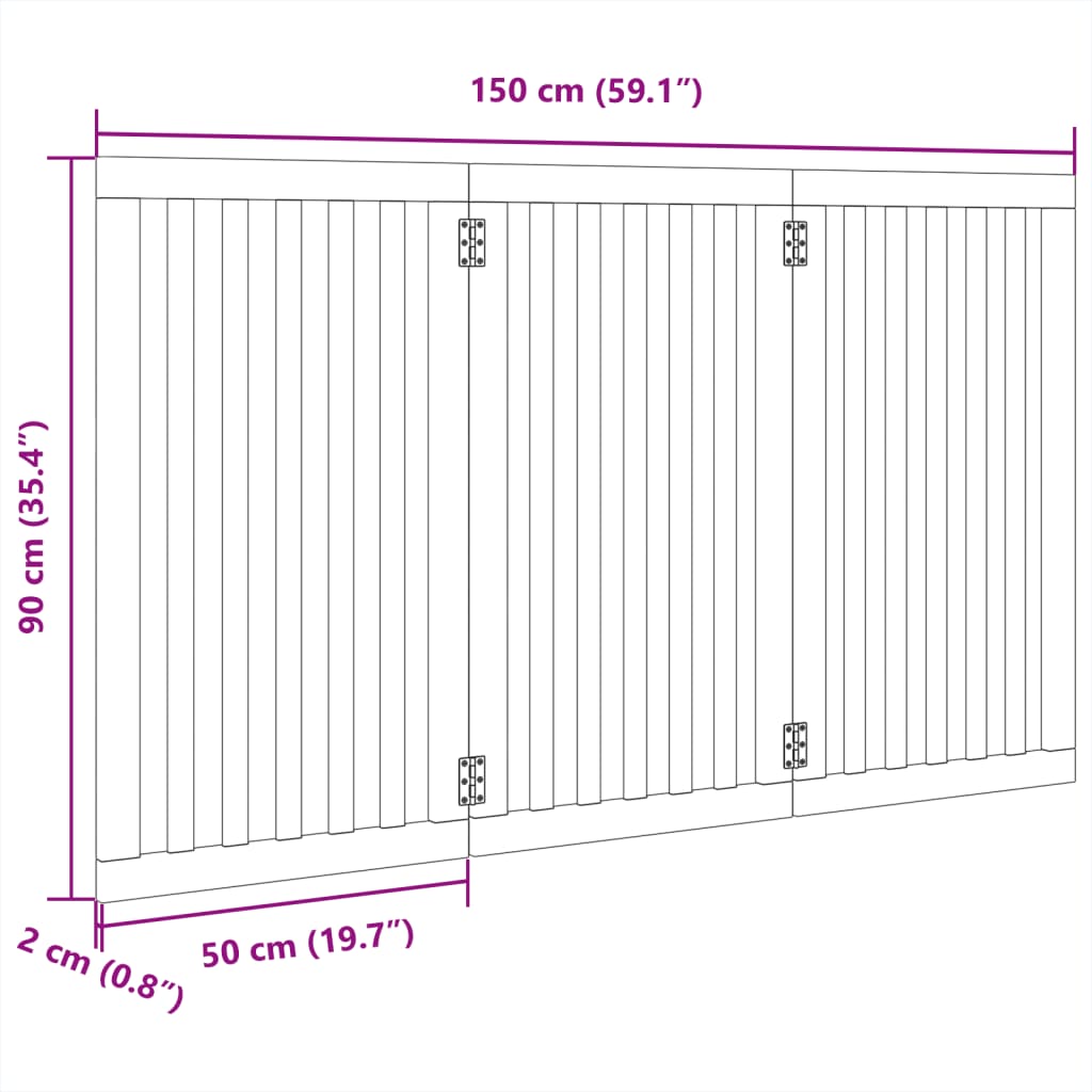 vidaXL Dog Gate Foldable 3 Panels 150 cm Poplar Wood