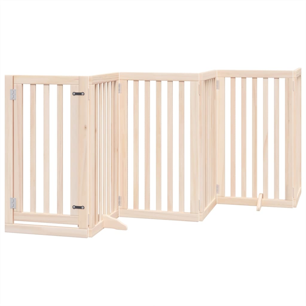 vidaXL Dog Gate with Door Foldable 6 Panels 300 cm Poplar Wood