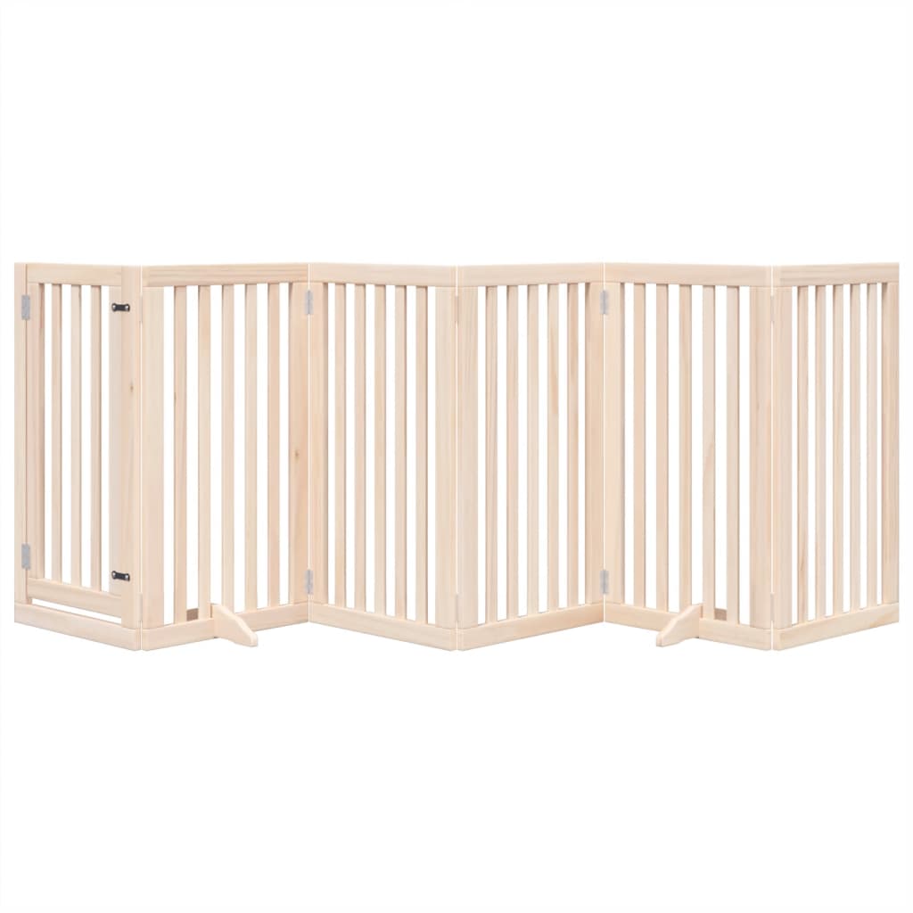 vidaXL Dog Gate with Door Foldable 6 Panels 300 cm Poplar Wood