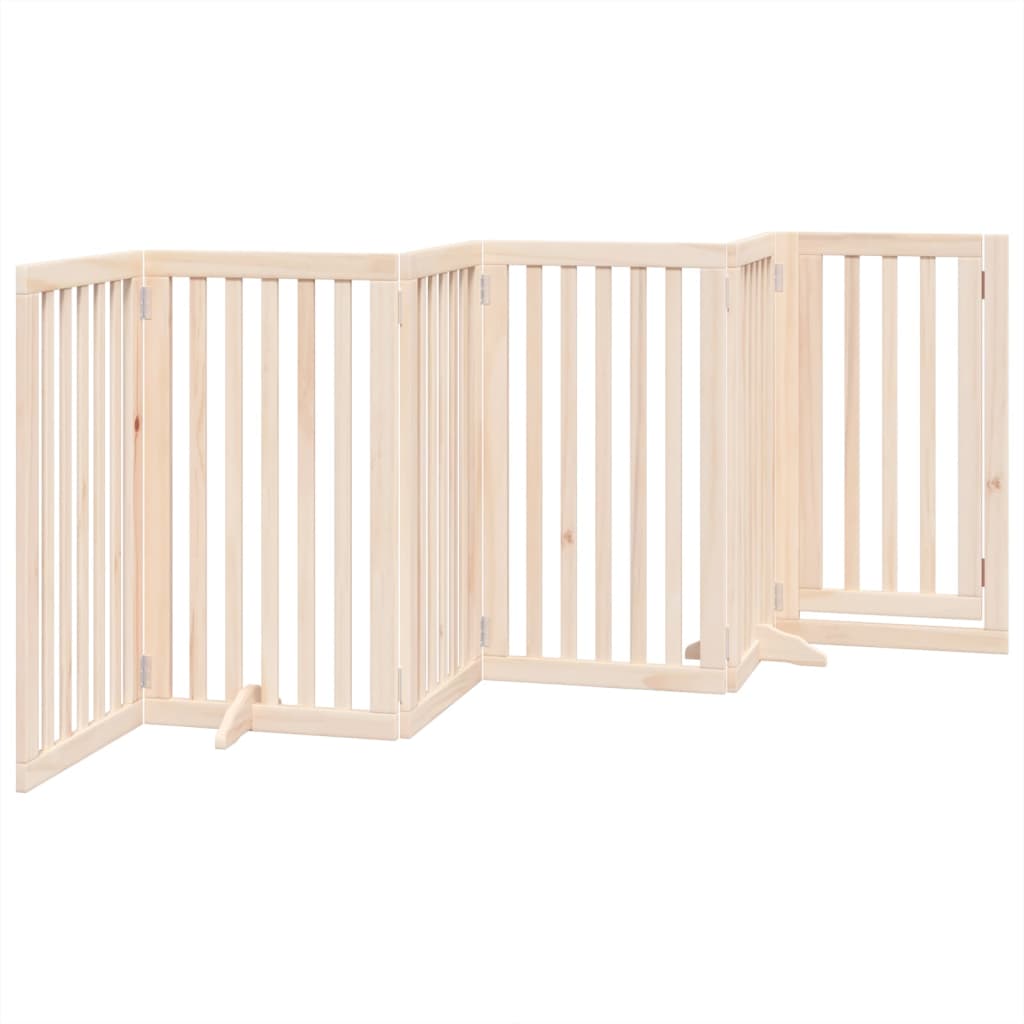 vidaXL Dog Gate with Door Foldable 6 Panels 300 cm Poplar Wood