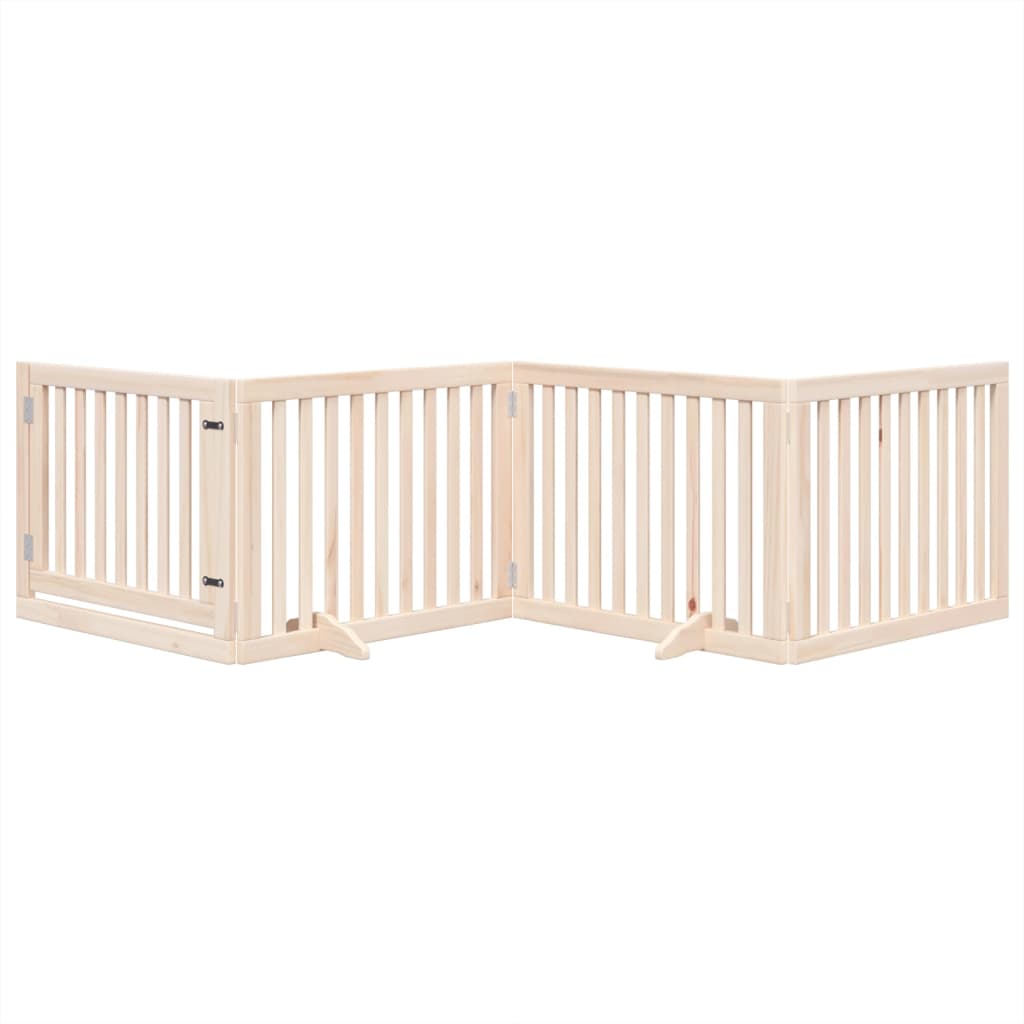 vidaXL Dog Gate with Door Foldable 4 Panels 320 cm Poplar Wood